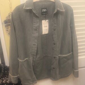 Zara Gray Studded Utility Jacket